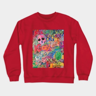 Pink Skull Graffiti Crewneck Sweatshirt